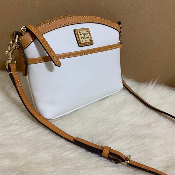DOONEY & BOURKE Smooth White Italian Leather Petite Domed Crossbody - Picture 2 of 16